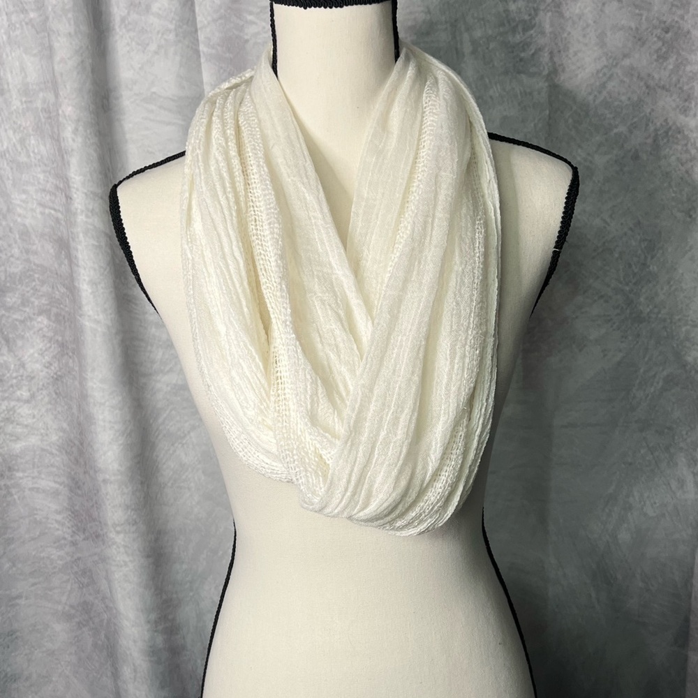 Elegant White Gauzy Infinity Scarf